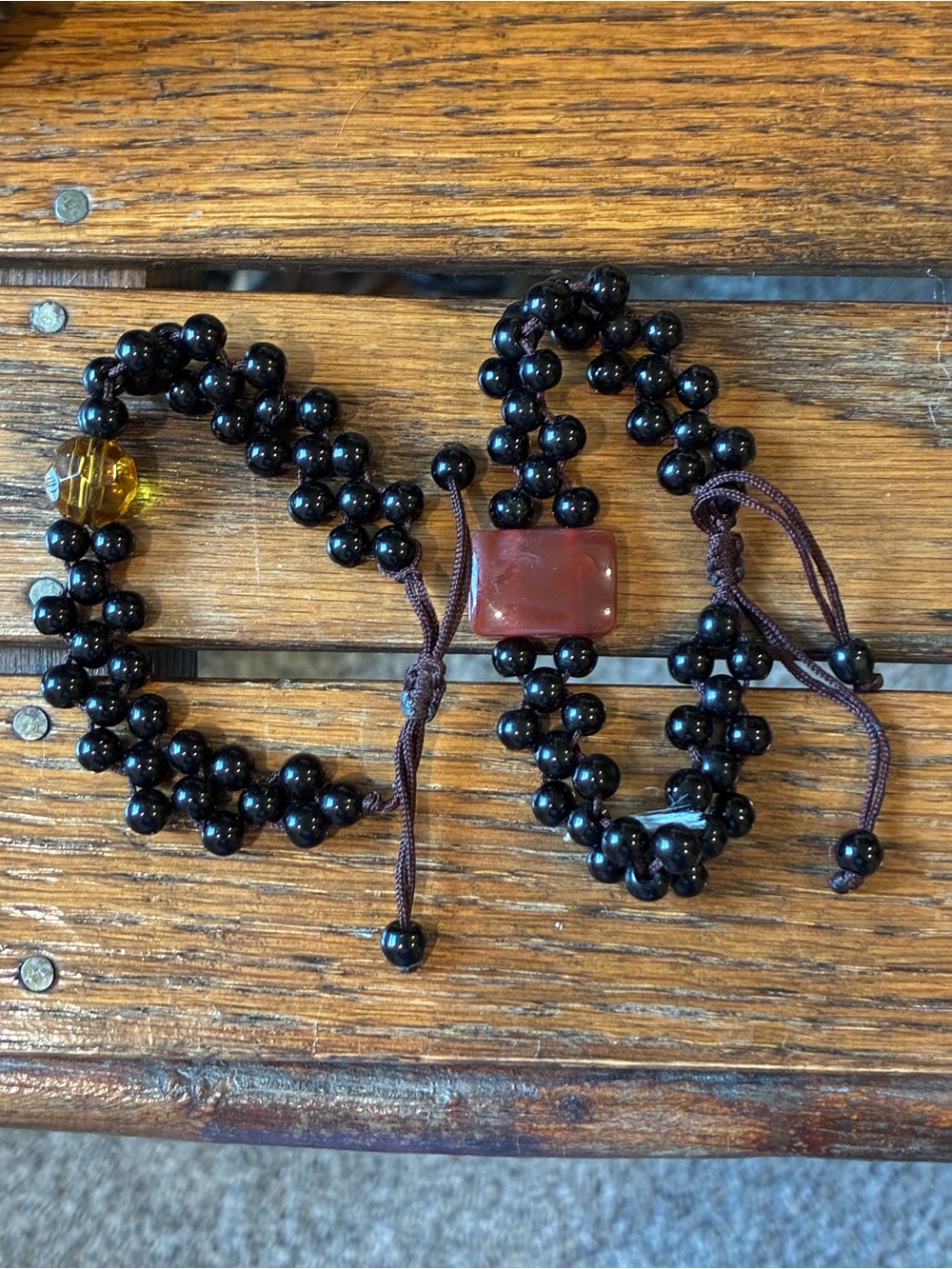 Adjustable Bracelets Black with Focal Beads